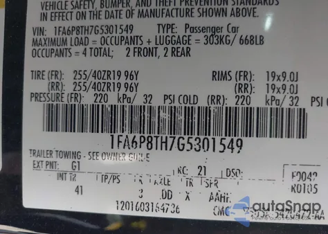 2016 Ford Mustang Ecoboost from USA, damaged, VIN 1FA6P8TH7G5301549